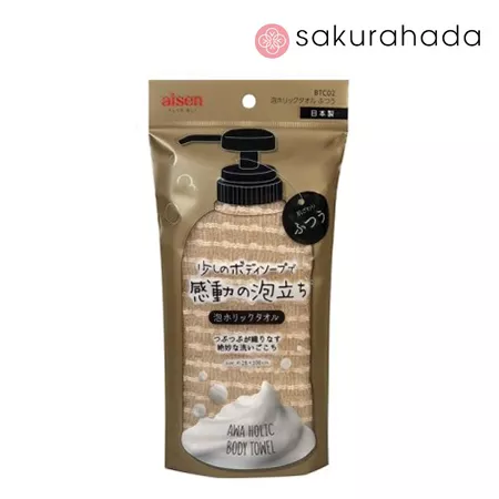 Мочалка для тела AISEN Foam Holic средней жесткости, бежевая (1 шт.)