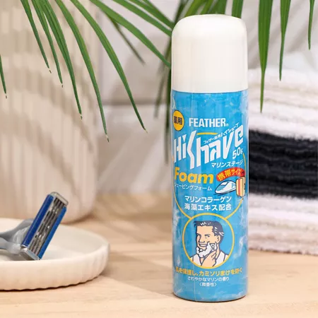 Пена для бритья FEATHER HiShave с морскими водорослями , для чувствительной кожи (230 гр)