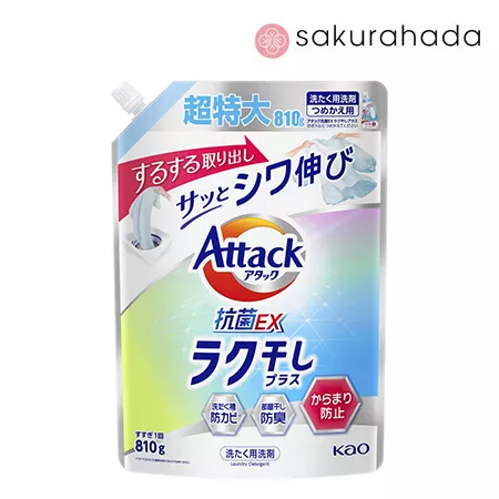 Гель для стирки КАО Attack EX Easy Drying антибактериальный, против складок на одежде, рефил (810 гр.)