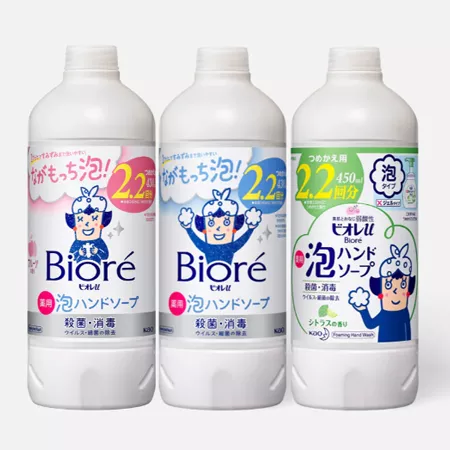 Жидкое мыло-пенка для рук  КAO "Biore U", легкий аромат цитруса, сменный блок (430 мл)