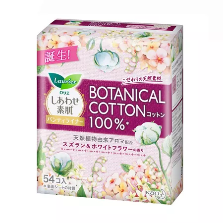Ежедневные прокладки KAO Laurier Botanical c верхним слоем из хлопка, 14 см, аромат цветов (54 шт) Ежедневные прокладки KAO Laurier Botanical c верхним слоем из хлопка, 14 см, аромат цветов (54 шт)