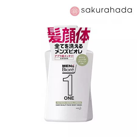 Универсальный очищающий гель для лица, тела и волос КAO"Men's Biore"One с ароматом трав (480мл) Универсальный очищающий гель для лица, тела и волос КAO"Men's Biore"One с ароматом трав (480мл)
