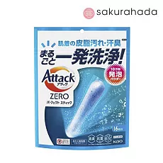 Стиральный порошок в стиках KAO Attack Zero Perfect Stick антибактериальный, аромат зелени (16 стиков)