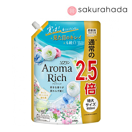 Парфюмированный кондиционер для белья LION "Soflan Aroma Rich Sarah", рефил (950 мл.)