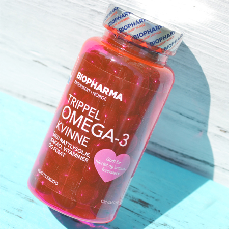 Комплекс Омега-3 для женщин Biopharma Kvinne с фолиевой кислотой и маслом примулы вечерней (120шт)