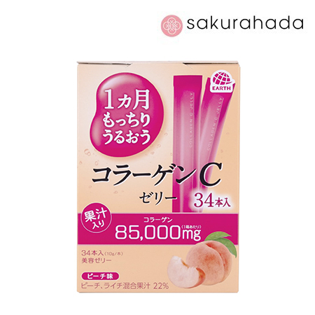 Коллагеновое желе Earth Pharmaceutica Collagen C Jelly со скусом персика (34 стика)