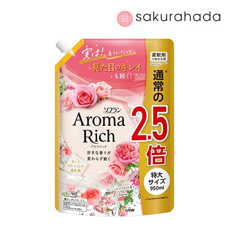 Парфюмированный кондиционер для белья LION "Soflan Aroma Rich  Diana", сменный блок (950 мл.)