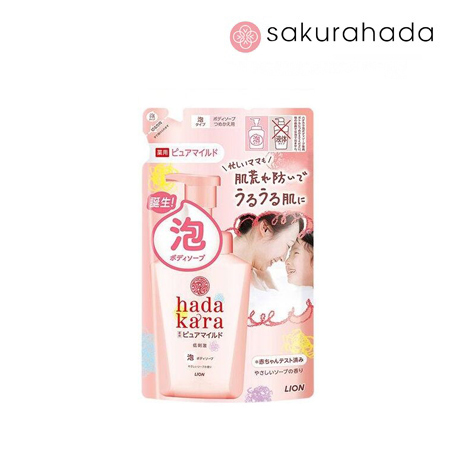 Пена для душа LION “Hadakara" для чувствительной кожи, нежный аромат мыла, сменный блок (440 мл.)