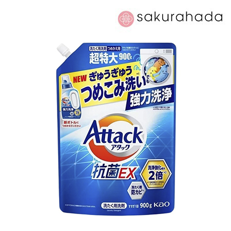 Средство для стирки КАО Attack Antibacterial EX с антибактериальным эффектом, сменный блок (900 гр.)