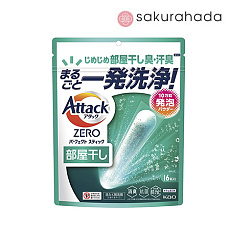 Стиральный порошок в стиках KAO Attack Zero Perfect Stick дезодорирующий, свежий морской аромат (16 стиков)