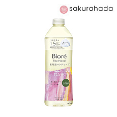 Жидкое мыло-пенка для рук KAO Biore Fresh Rose, увлажняющее, аромат "утренняя роза", рефил (340 мл.)