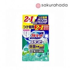Очищающий и дезодорирующий гель KOBAYASHI для унитаза, аромат мяты, сменный блок (28гр.x 3шт.)