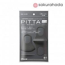 Многоразовая защитная маска PITTA MASK, размер M, цвет серый темный (3 шт.)